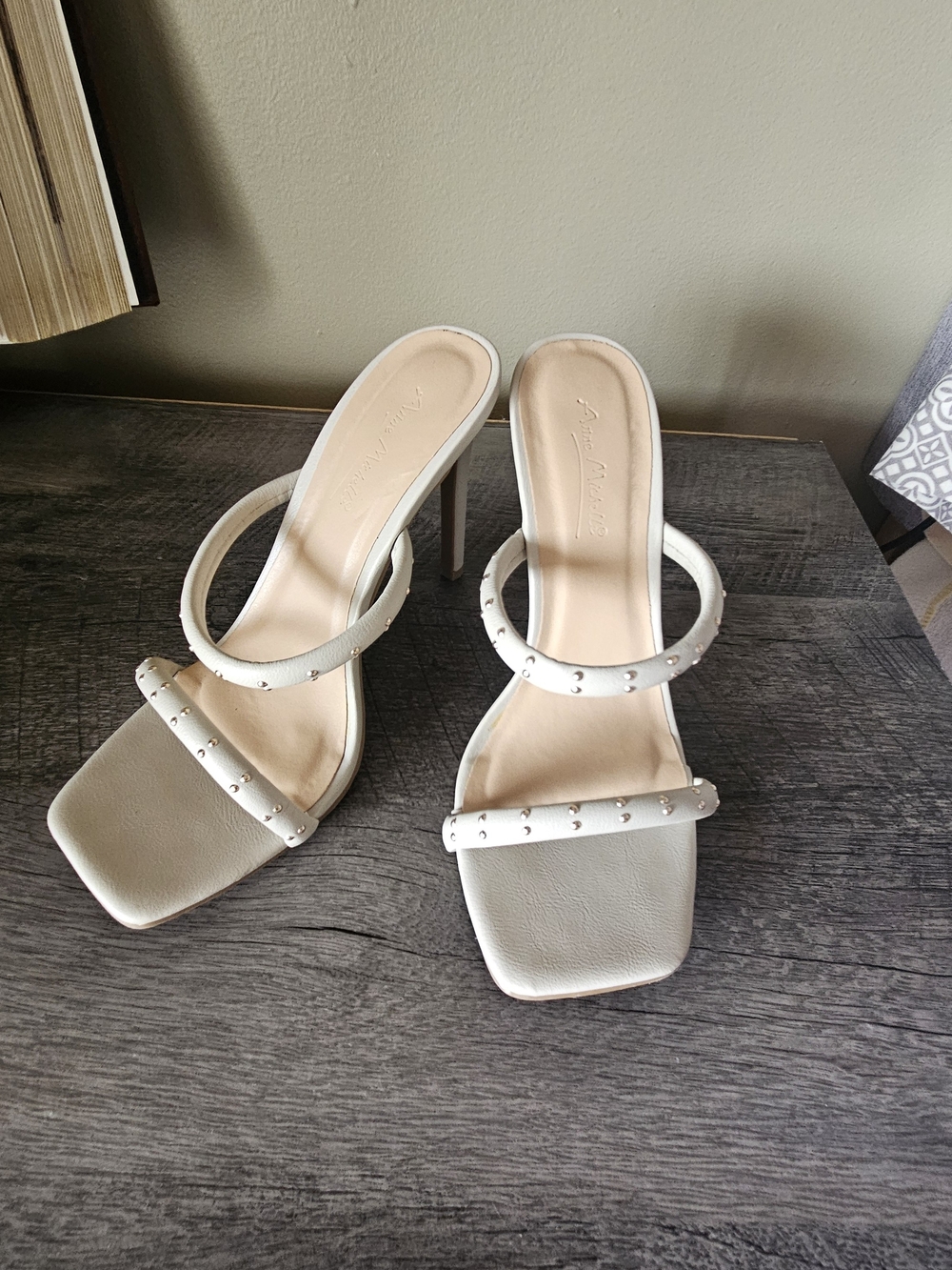 Women’s White Studded Slide Heel Sandals - Elegant Summer Style